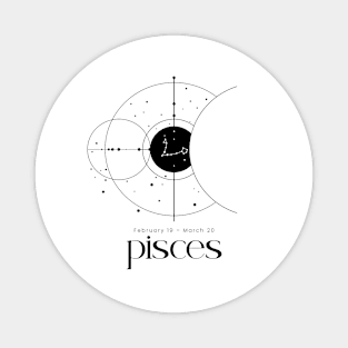 Minimalist Pisces Constellation Zodiac Astrology Horoscope Stars Moon Magnet